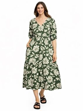 slim fit dress slacks 1960s George Halley Olive Green Silk Chiffon Beaded Bodice Evening Dress main image 1
